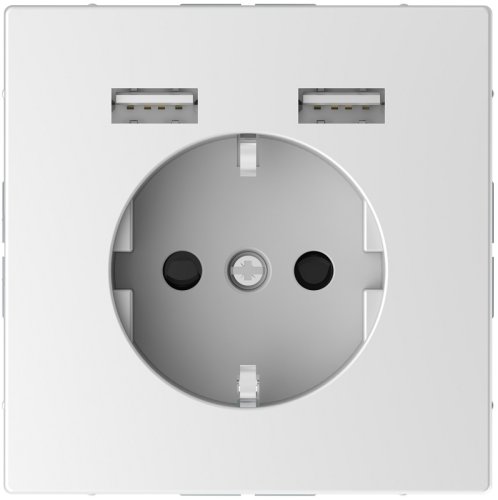 Розетка с заземлением +2xUSB тип A+A без рамки Schneider Electric Merten D-Life 1-м. белый лотос картинка